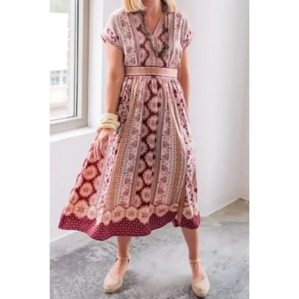Gal Meets Glam Liza Print Midi Dress Sz. 0